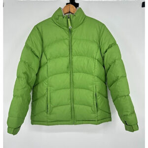 LL Bean Jacket Womens Medium Green Goose‎ Down Puffer Quilted Coat Insulated